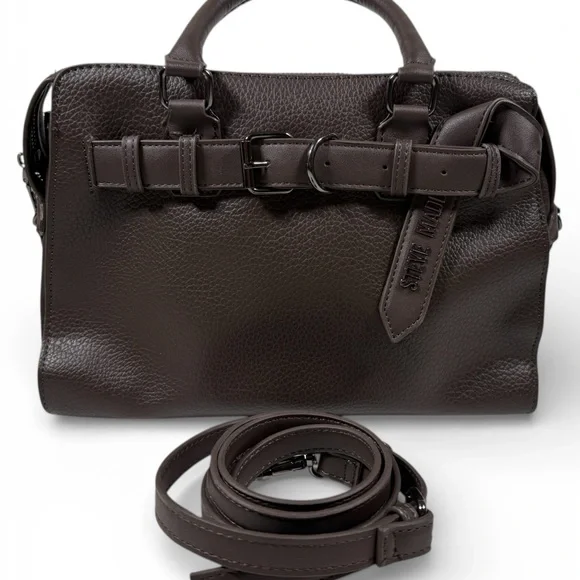 Steve Madden Brown Faux Leather Satchel Medium Handbag Crossbody - Picture 2 of 12